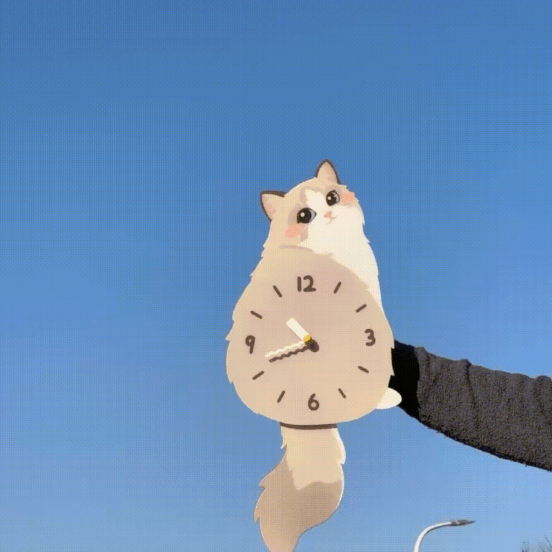 Customizable Birman Cat Tail Swing Wall Clock: Adorable Design, Perfect for Cat Lovers
